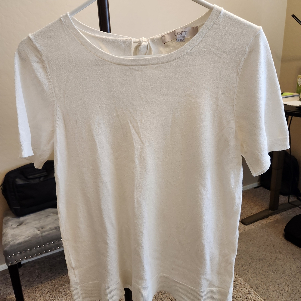 LOFT White Short Sleeve Top